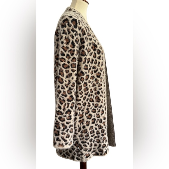 Alya Francesca's Collection Leopard Print Open Long Line Cardigan Size Small - Picture 2 of 10